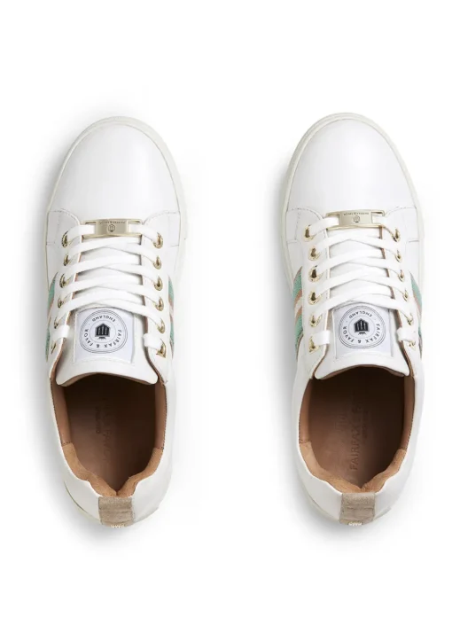 Boston Trainer - White Leather with Mint and Stone