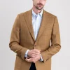 Branxton Tweed Jacket - Almond Brown Herringbone with Green and Red Overch