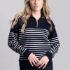 Breton Rib Half Zip Sweatshirt - Evening Blue