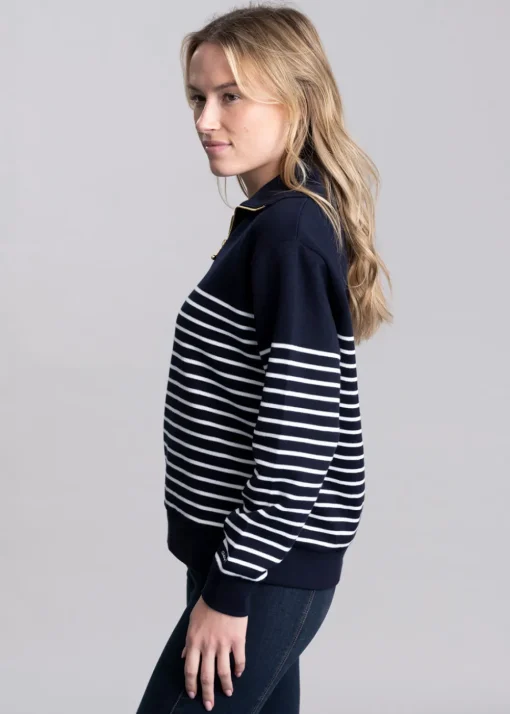 Breton Rib Half Zip Sweatshirt - Evening Blue