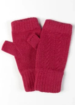 Briar Cashmere Fingerless Mittens - Valentine