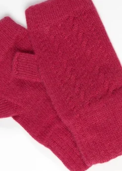 Briar Cashmere Fingerless Mittens - Valentine