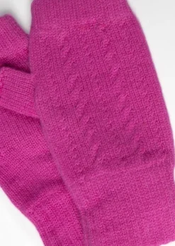 Briar Cashmere Fingerless Mittens - Neon Rose
