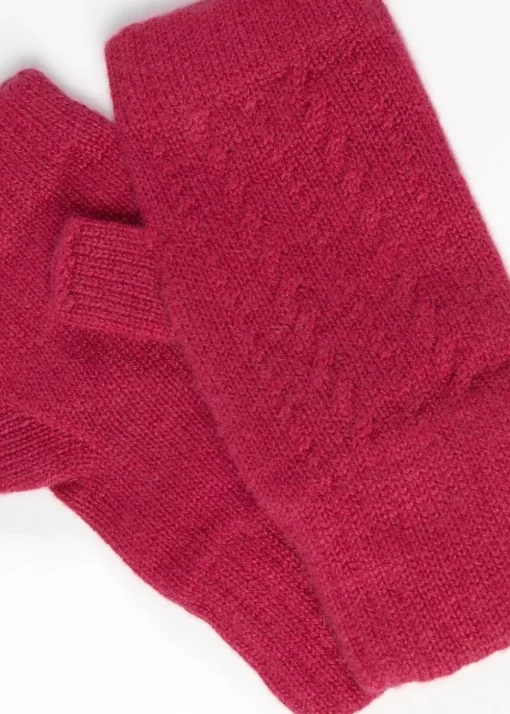 Briar Cashmere Fingerless Mittens - Valentine