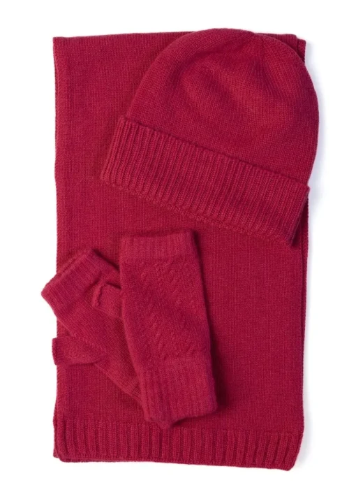 Briar Cashmere Fingerless Mittens - Valentine