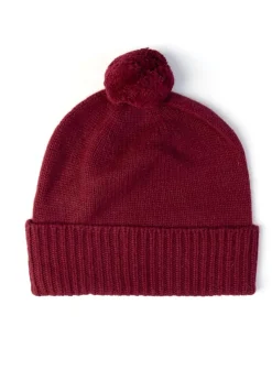 Briar Cashmere Pom Pom Beanie - Damson