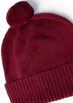 Briar Cashmere Pom Pom Beanie - Damson