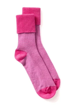 Briar Stripey Cashmere Socks AW23 - Neon Rose and Iris