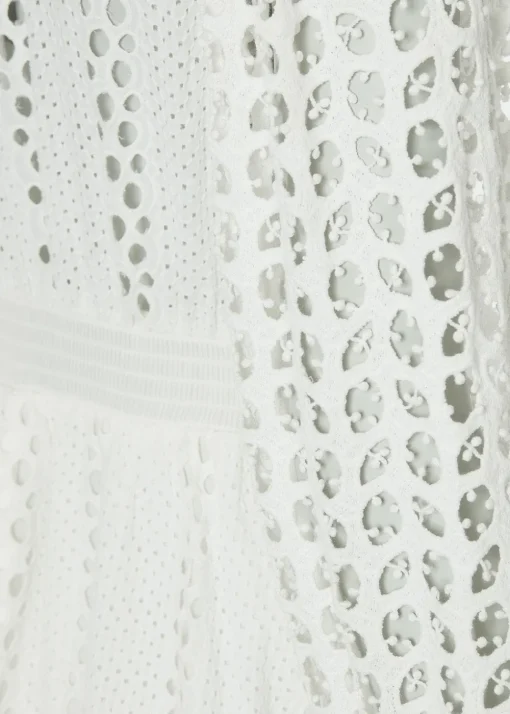 Broderie Lace V-Neck Midi Dress - White