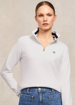 Burford Quarter Zip Neck Sweatshirt - White