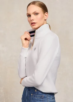 Burford Quarter Zip Neck Sweatshirt - White