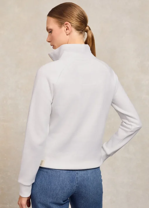 Burford Quarter Zip Neck Sweatshirt - White