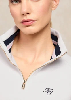 Burford Quarter Zip Neck Sweatshirt - White