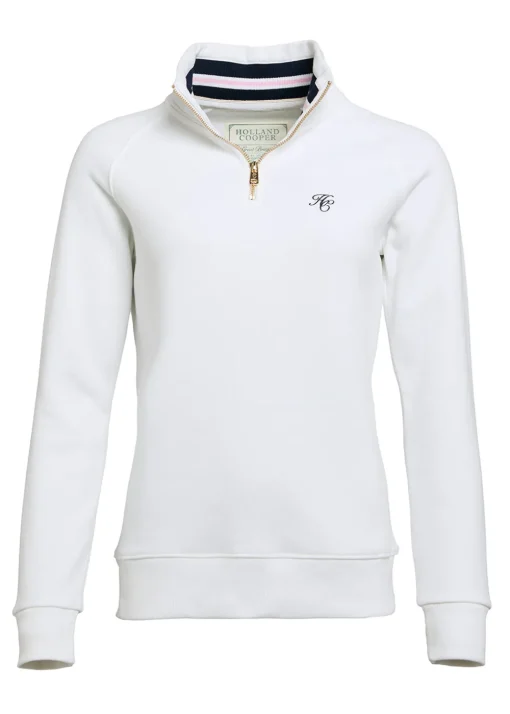 Burford Quarter Zip Neck Sweatshirt - White