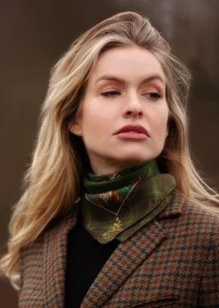 Caledonia Medium Silk Scarf - Moss Green