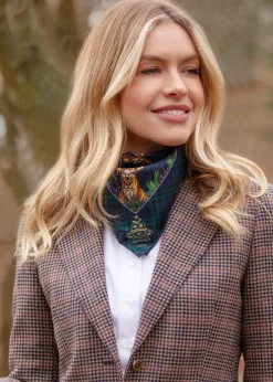 Caledonia Medium Silk Scarf - Navy