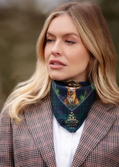 Caledonia Medium Silk Scarf - Navy