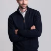 Calton Cotton Cashmere 1/4 Zip Jumper - Navy