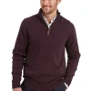 Calton Cotton Cashmere 1/4 Zip Jumper - Wine