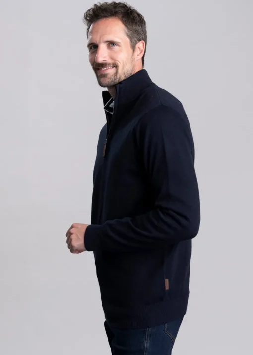 Calton Cotton Cashmere 1/4 Zip Jumper - Navy
