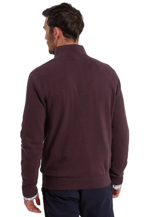 Calton Cotton Cashmere 1/4 Zip Jumper - Wine