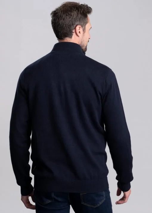 Calton Cotton Cashmere 1/4 Zip Jumper - Navy