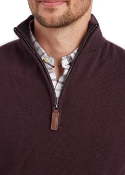 Calton Cotton Cashmere 1/4 Zip Jumper - Wine