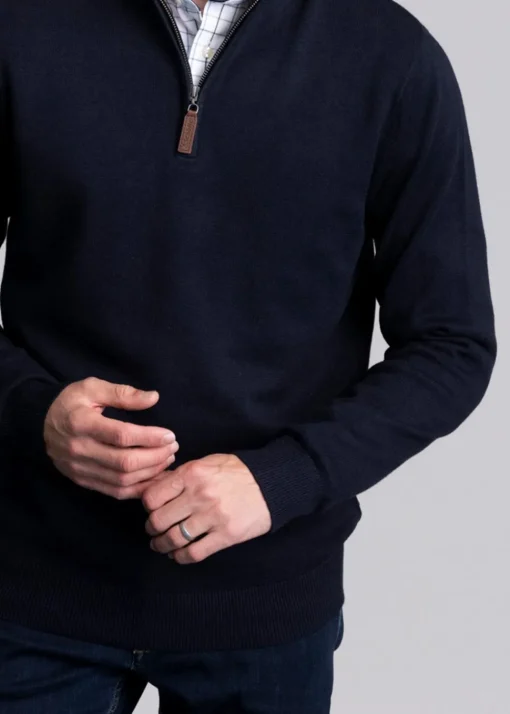 Calton Cotton Cashmere 1/4 Zip Jumper - Navy