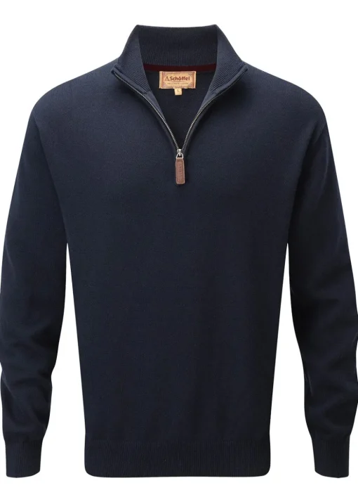 Calton Cotton Cashmere 1/4 Zip Jumper - Navy