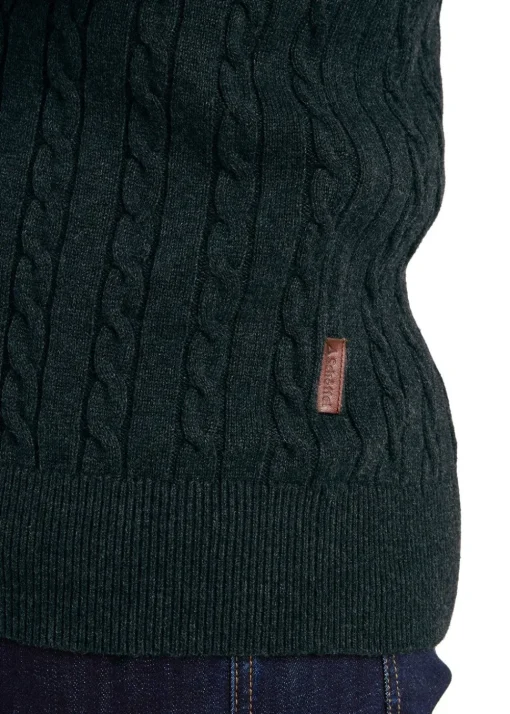 Calton Cotton Cashmere Cable 1/4 Zip Jumper - Charcoal