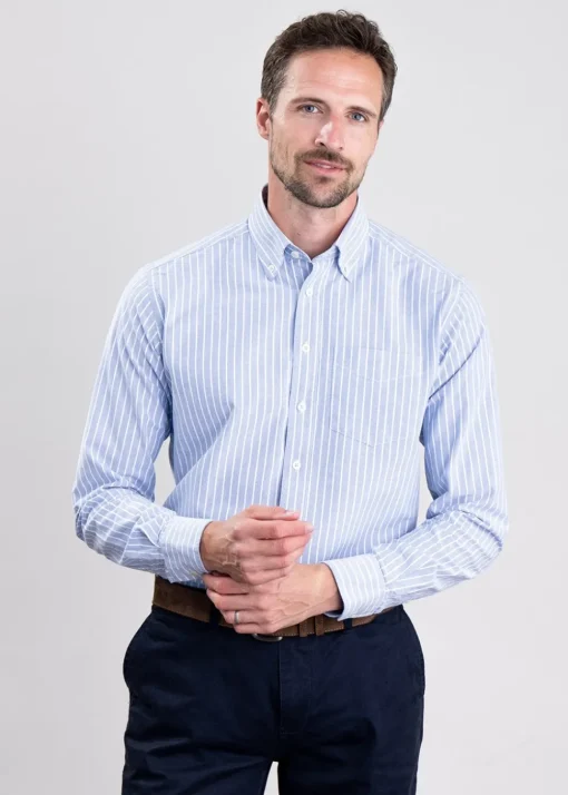 Carham Shirt - Wide Blue Stripe