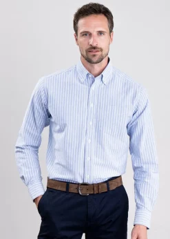 Carham Shirt - Wide Blue Stripe