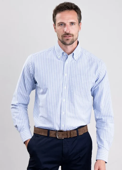 Carham Shirt - Wide Blue Stripe