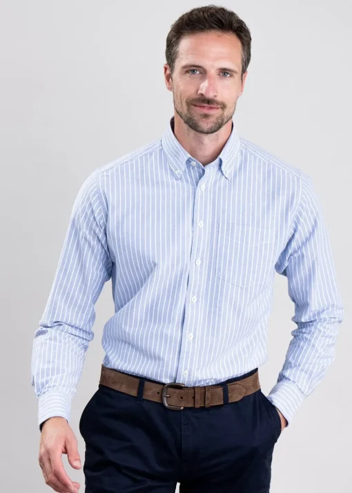 Carham Shirt - Wide Blue Stripe