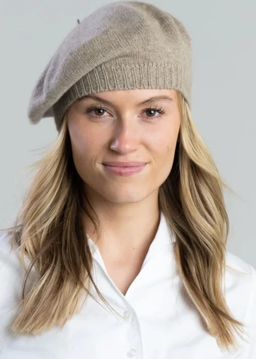 Cashmere Beret - Dark Natural