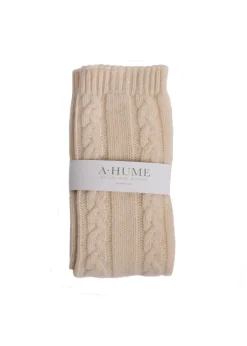 Cashmere Cable Bedsocks - White Undyed