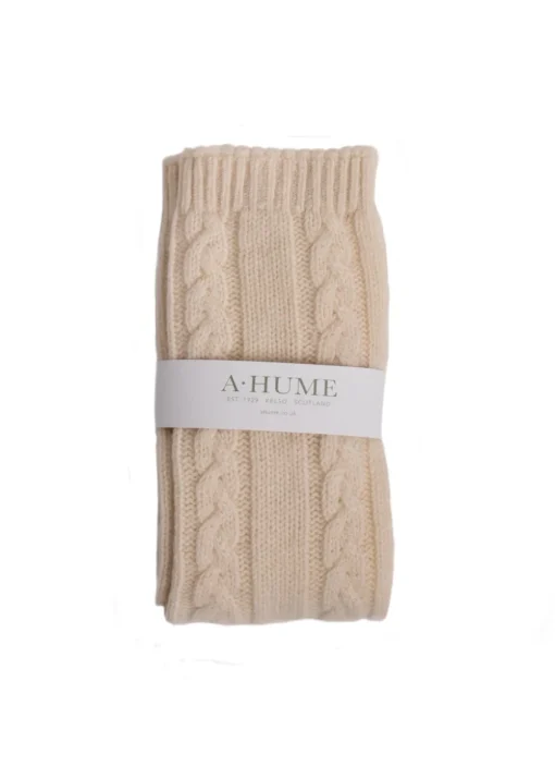 Cashmere Cable Bedsocks - White Undyed
