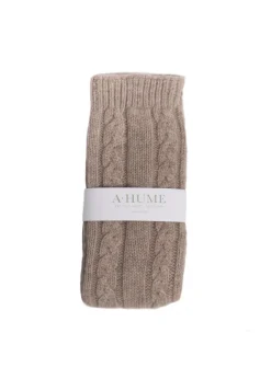 Cashmere Cable Bedsocks - Moondust
