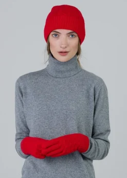 Cashmere Cable Gloves - Cardinal