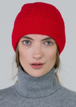 Cashmere Cable Hat - Cardinal