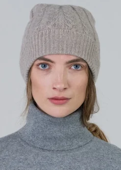 Cashmere Cable Hat - Moondust
