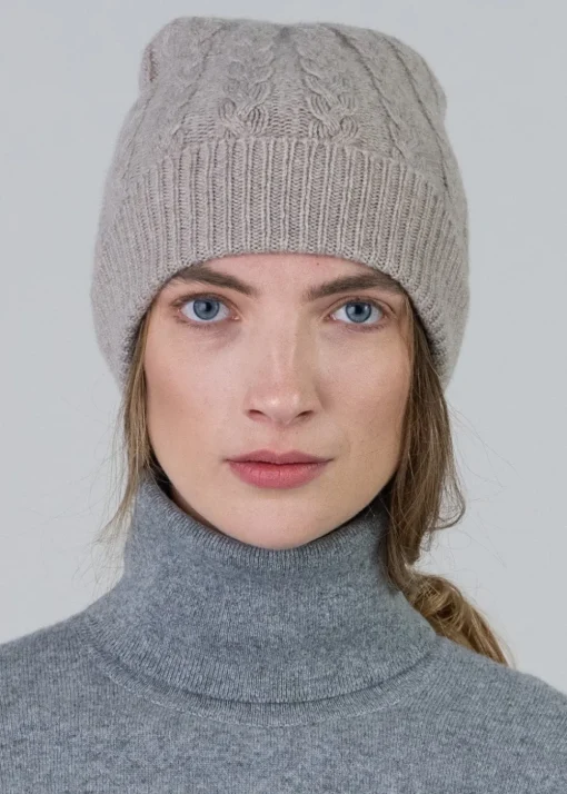 Cashmere Cable Hat - Moondust