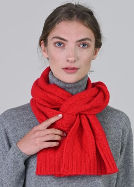 Cashmere Cable Scarf - Cardinal