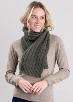 Cashmere Cable Scarf - Loden Mix