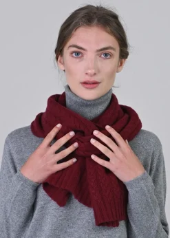 Cashmere Cable Scarf - Claret