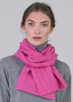 Cashmere Cable Scarf - Infra Pink