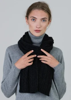 Cashmere Cable Scarf - Charcoal