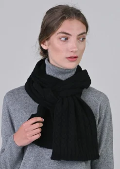 Cashmere Cable Scarf - Black