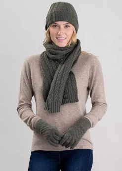 Cashmere Cable Scarf - Loden Mix