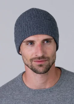 Cashmere Ribbed Hat - Derby Grey